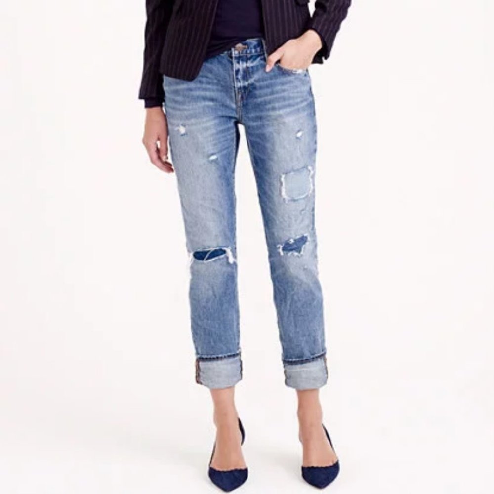 J. Crew broken-in boyfriend jean in Harbor Wash